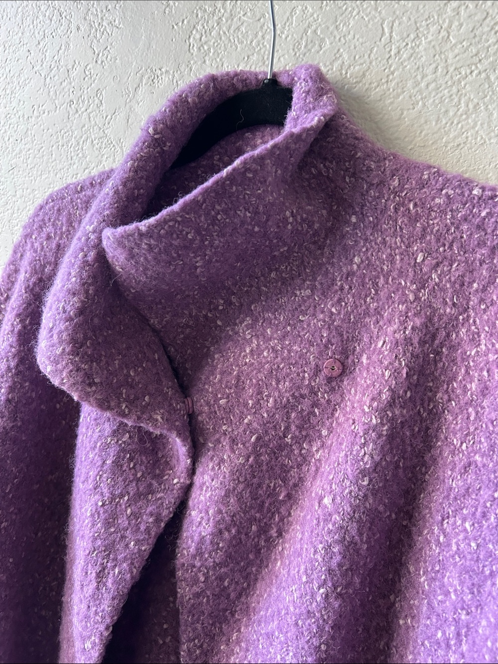 Eileen Fisher Lavender Bouclé Open-Front Cardigan Alpaca Wool Silk - Picture 4 of 6